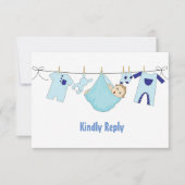 Cute Blue Illustration Baby shower RSVP-kaart RSVP Kaartje (Voorkant)