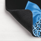 Cute Blue Jaguar Print Bright Blue Ribbon en Name Muismat (Hoek)