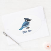 Cute Blue Jay Ovale Sticker (Envelop)