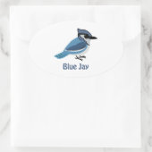 Cute Blue Jay Ovale Sticker (Tas)