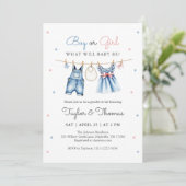 Cute Blue Jean Baby Genre Reveillez Invitation (Debout devant)