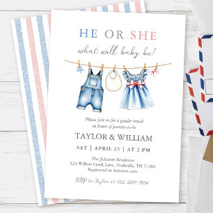 Cute Blue Jean Baby Genre Reveillez Invitation