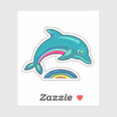 Cute Blue Jumping Dolphin Illustratie Sticker (Vel)