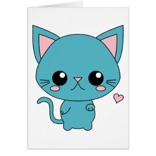 Cute Blue Kawaii Cat