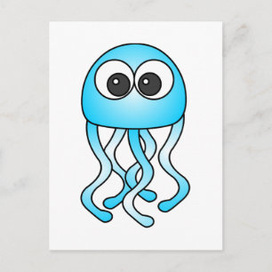 Cute Blue Kawaii Jellyfish Briefkaart