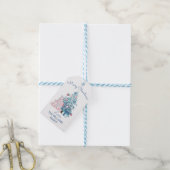 Cute Blue Kerstmis, Merry Kerstry Cadeaulabel (Met Touw)