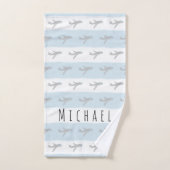 Cute Blue Kids Blue Avion Voyage Design & Nom (Serviette à main)