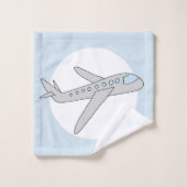 Cute Blue Kids Blue Avion Voyage Design & Nom (Gant de toilette)
