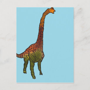 Cute blue kinder brachiosaurus dinosaur art. briefkaart