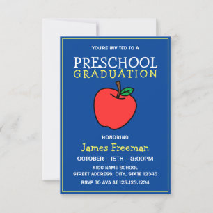 Cute Blue Kinderen Kindergarten Afstuderen Invitat Kaart