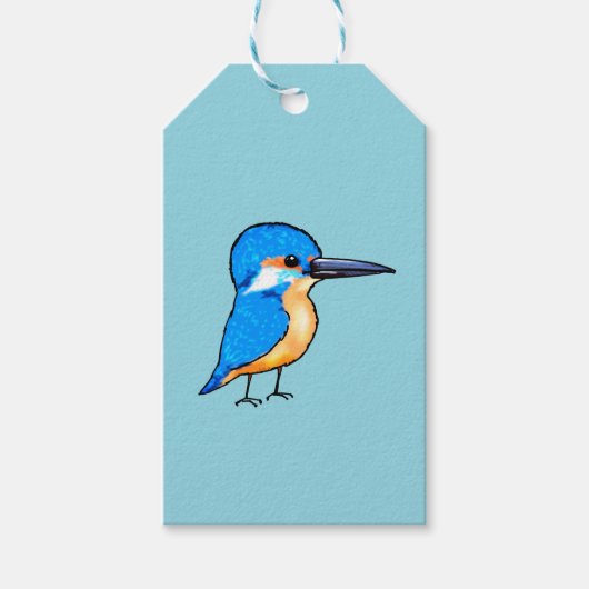 Cute Blue Kingfisher Bird Art Cadeaulabel (Voorkant)