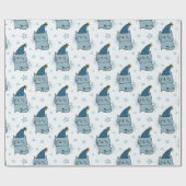 Cute Blue Kitty Cat Kinder Kerstmis Cadeaupapier (Vlak)