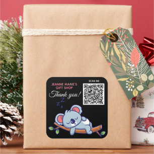 Cute Blue Koala Beer Dank u wel QR-code Vierkante Sticker