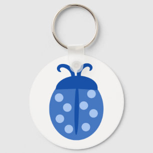 Cute Blue Ladybug Button Sleutelhanger