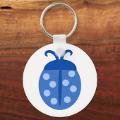 Cute Blue Ladybug Button Sleutelhanger (Voorkant)