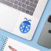 Cute Blue Ladybug Sticker (Laptop met iPhone)