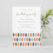 Cute Blue Leafy Botanical any Age Birthday Invite Bedankkaart (Staand voorkant)