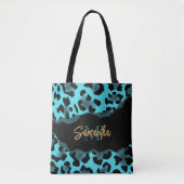 Cute Blue Leopard Print Draagtas (Voorkant)