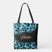 Cute Blue Leopard Print Draagtas (Achterkant)