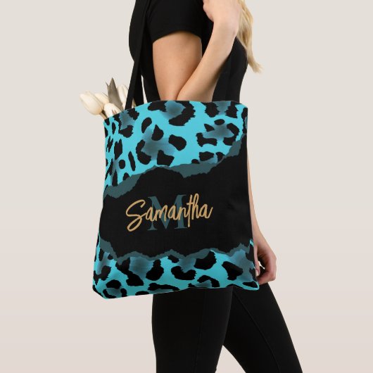 Cute Blue Leopard Print Draagtas (Dichtbij)