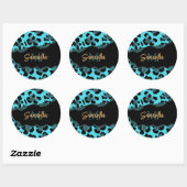 Cute Blue Leopard Print Ronde Sticker (Vel)