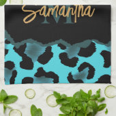 Cute Blue Leopard Print Theedoek (Gevouwen)