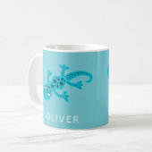 Cute Blue Lizard Gecko Nom Mug for Kids (Devant gauche)