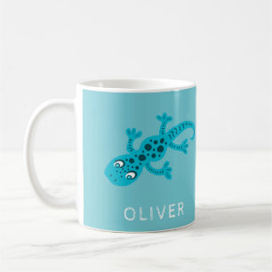 Cute Blue Lizard Gecko Nom Mug for Kids