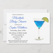 Cute Blue Mocktails Baby shower Boy Invitation Kaart (Voorkant)
