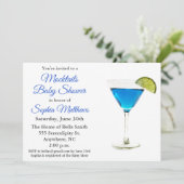 Cute Blue Mocktails Baby shower Boy Invitation Kaart (Staand voorkant)