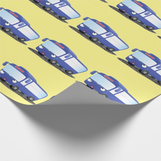 Cute blue modern bus cartoon illustratie cadeaupapier (Hoek)