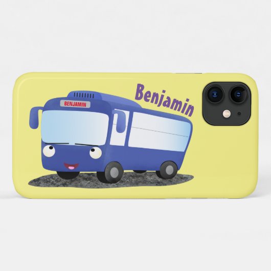 Cute blue modern bus cartoon illustratie Case-Mate iPhone case (Achterkant (horizontaal))