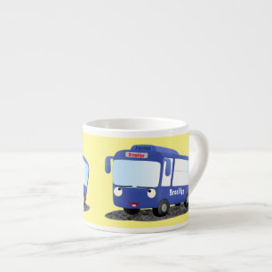 Cute blue modern bus cartoon illustratie espresso kop