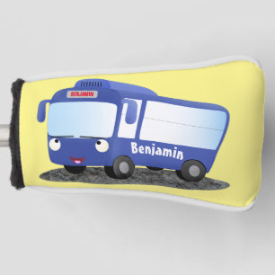 Cute blue modern bus cartoon illustratie golfheadcover