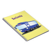 Cute blue modern bus cartoon illustratie notitieboek (Rechterzijde)