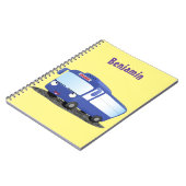 Cute blue modern bus cartoon illustratie notitieboek (Linkerzijde)