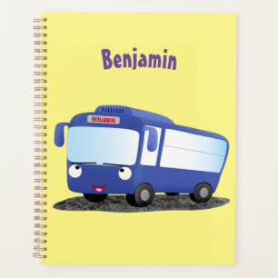 Cute blue modern bus cartoon illustratie planner