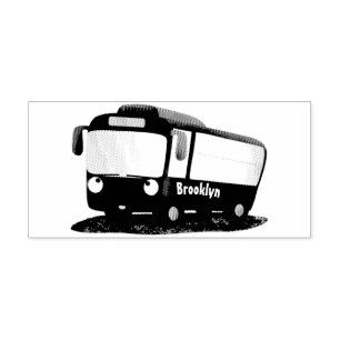 Cute blue modern bus cartoon illustratie rubberstempel