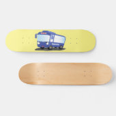Cute blue modern bus cartoon illustratie skateboard (Horizontaal)