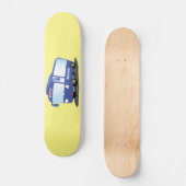 Cute blue modern bus cartoon illustratie skateboard (Voorkant)