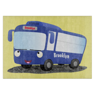 Cute blue modern bus cartoon illustratie snijplank
