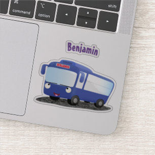 Cute blue modern bus cartoon illustratie sticker