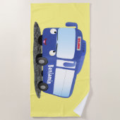 Cute blue modern bus cartoon illustratie strandlaken (Voorkant)