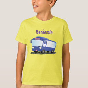 Cute blue modern bus cartoon illustratie t-shirt