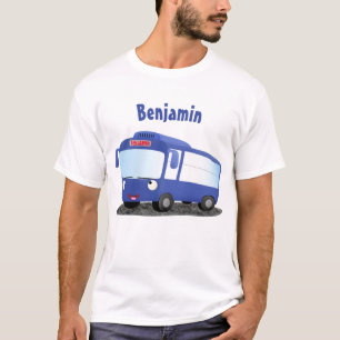 Cute blue modern bus cartoon illustratie t-shirt