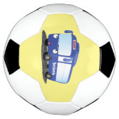 Cute blue modern bus cartoon illustratie voetbal (Gedraaid)