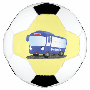 Cute blue modern bus cartoon illustratie voetbal