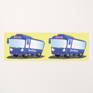 Cute blue modern bus cartoon illustratie yogamat