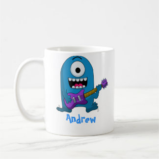 Cute Blue Monster Guitarist Koffiemok