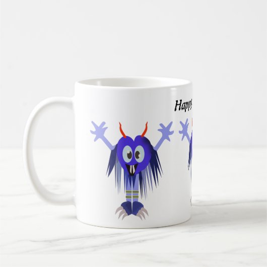 Cute Blue Monster Halloween Koffiemok (Links)